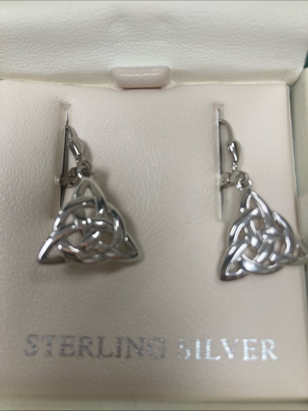 Sterling Silver Celtic Knot Drop Earrings - Silver